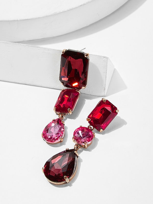 Modern Geometric Diamond Earrings – Colorful Alloy Stud Jewelry for Women