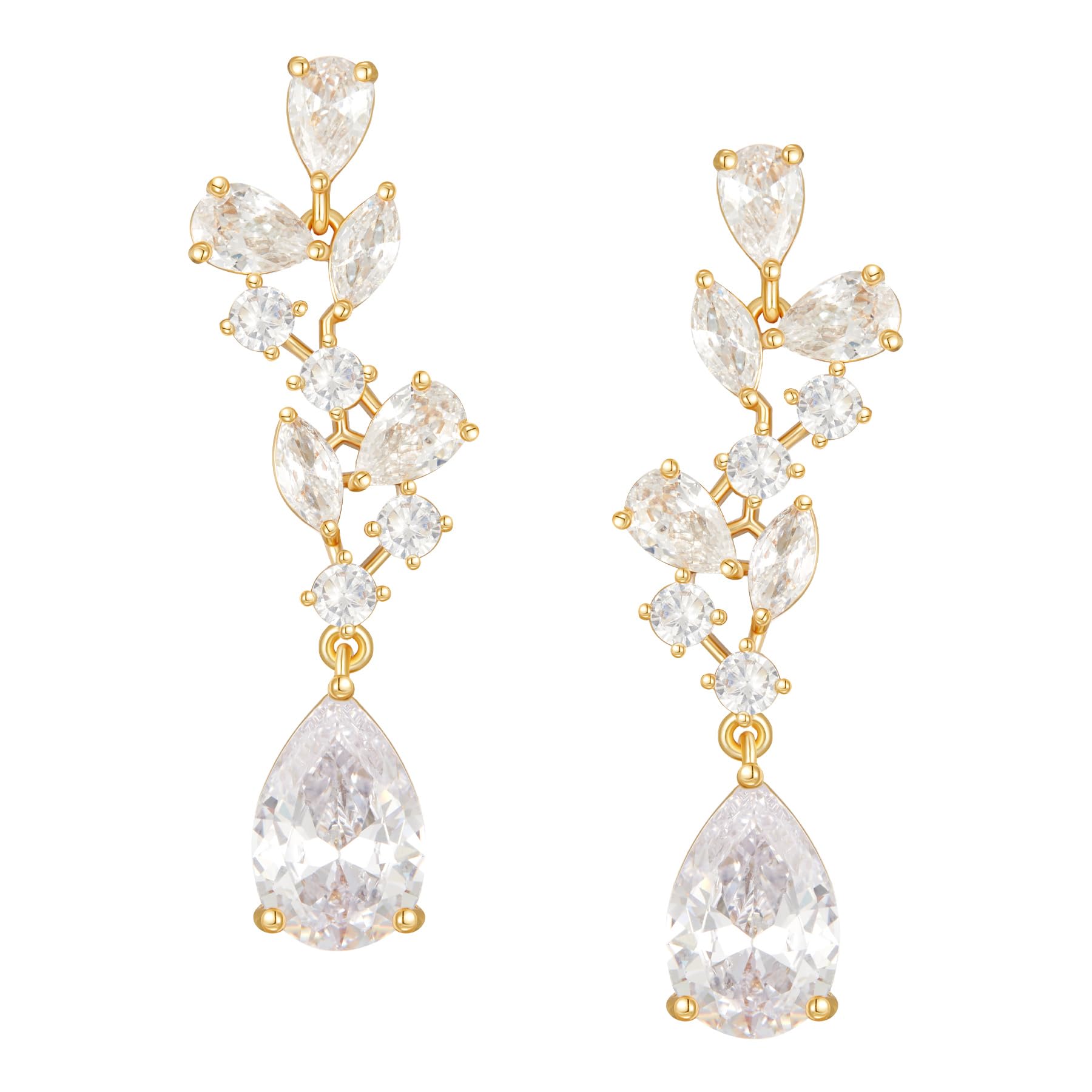 SWEEETV Marquise Teardrop Earrings – AAAAA CZ Bridal Dangle Earrings