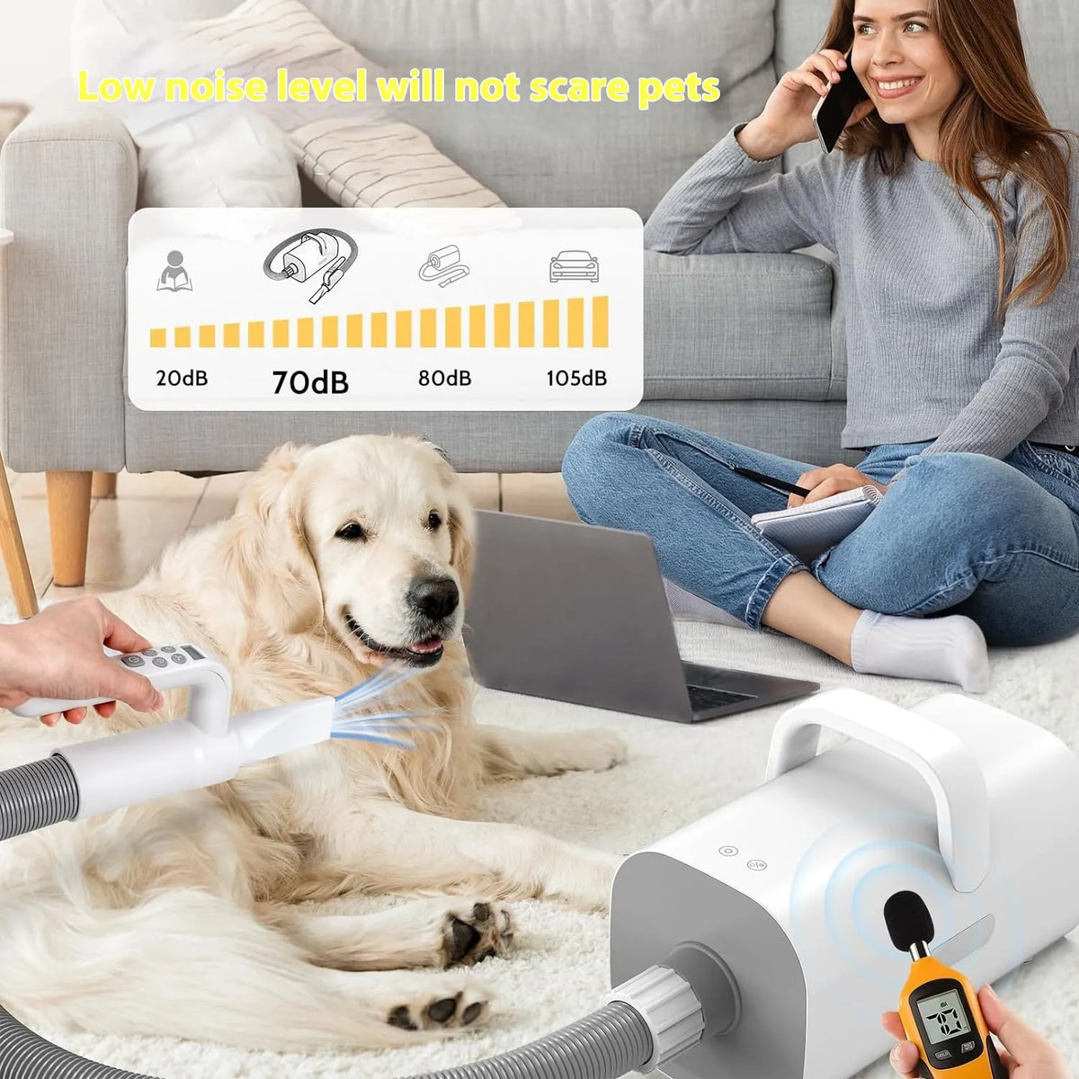 Smart Negative Ion Pet Hair Dryer – Powerful Anti-Frizz Dog & Cat Grooming Blower