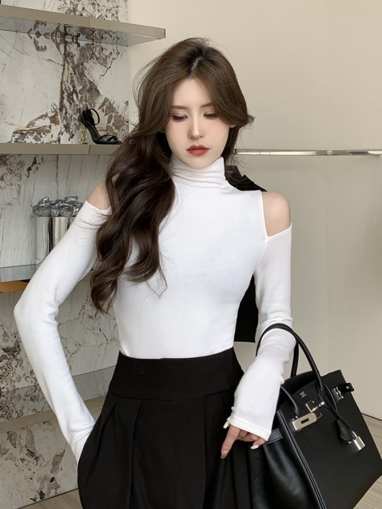 Slim Long Sleeve Turtleneck T-shirt for Women