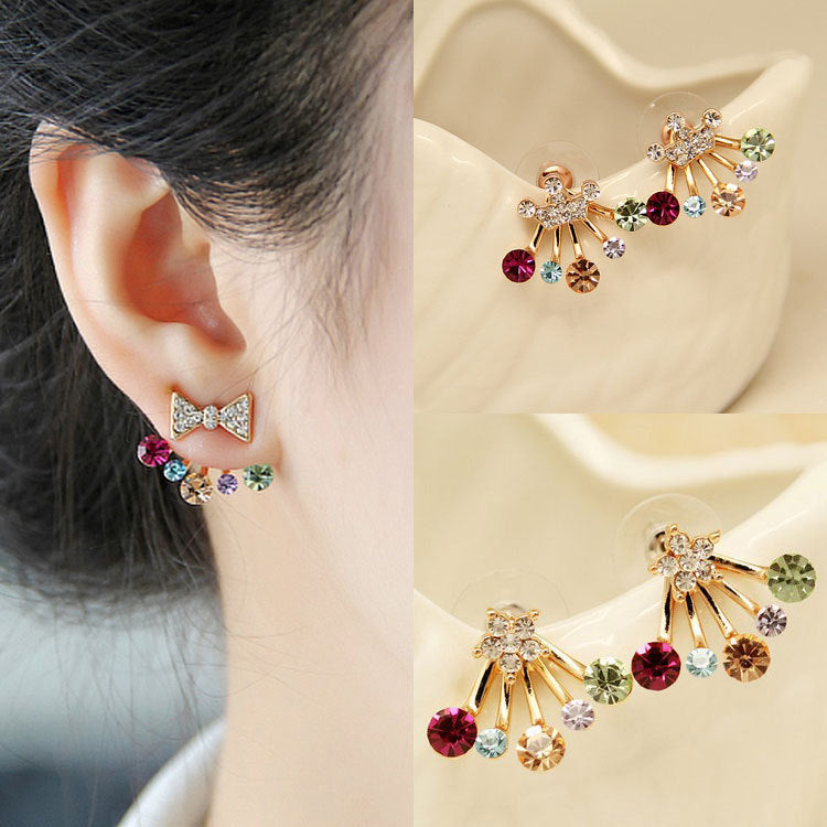 Bowknot Crown Stud Earrings – Elegant Feminine Jewelry – USA