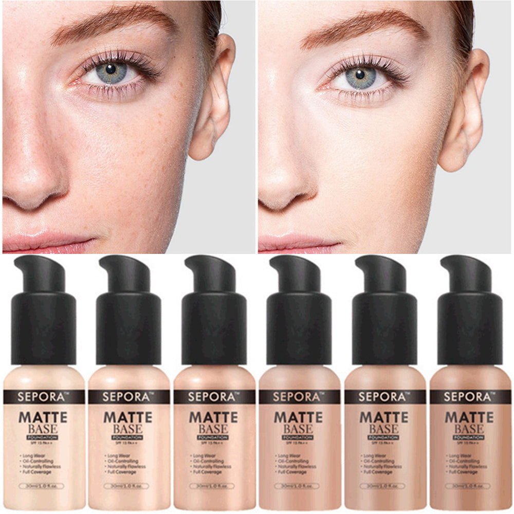 Matte Waterproof Liquid Foundation & Concealer – Full Coverage Face Makeup