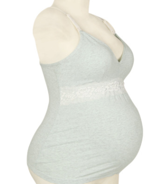 Women’s Cotton Nursing Tank Top with Lace Trim – Breastfeeding Maternity Camisole