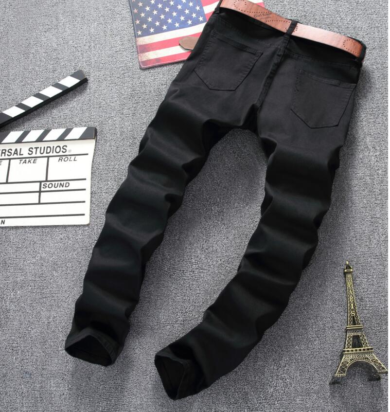 Unisex Ripped Skinny Stretch Jeans – Vintage Washed Black Pencil Denim Pants, Sizes 28–40