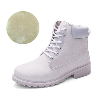 Women’s Pink Martin Boots – Flat Leather-Style Ankle Boots