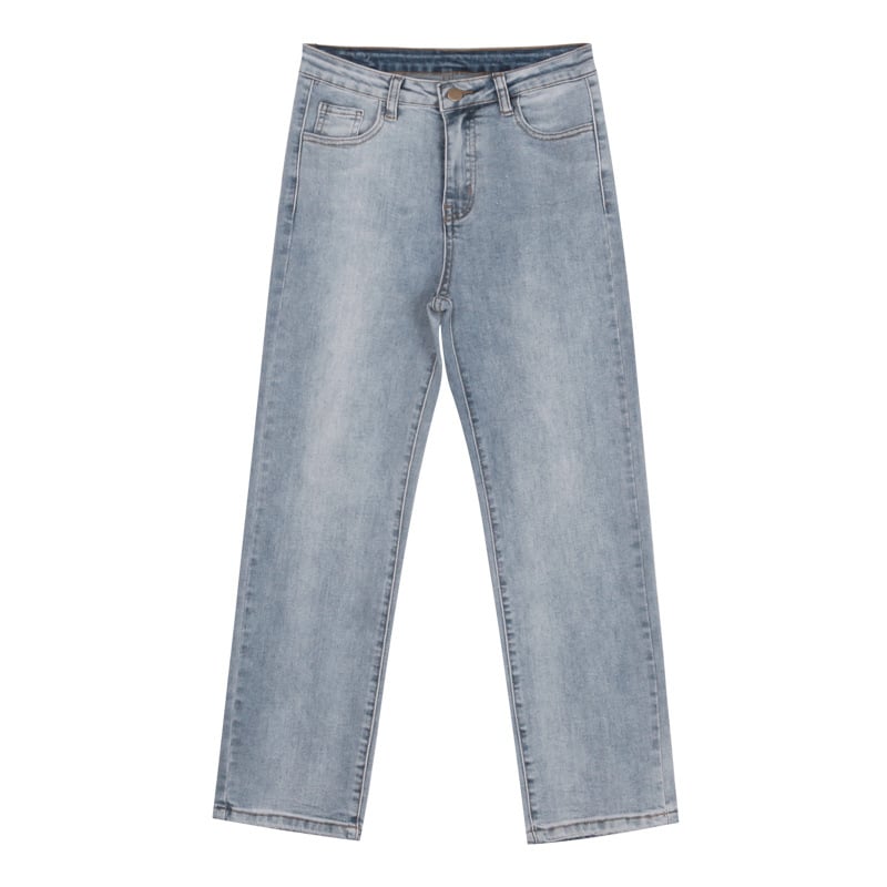 Women’s Slim Light-Washed Jeans – High-Waist Straight-Leg Blue Denim, S–XL