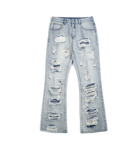 Men’s Kaalixto Washed Ripped Jeans – Cotton Stretch Distressed Blue Denim, Sizes S–2XL