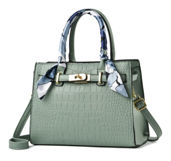Fashionable Stone Pattern Tote Bag for Women – PU Shoulder & Crossbody Handbag with Secure Lock Closure