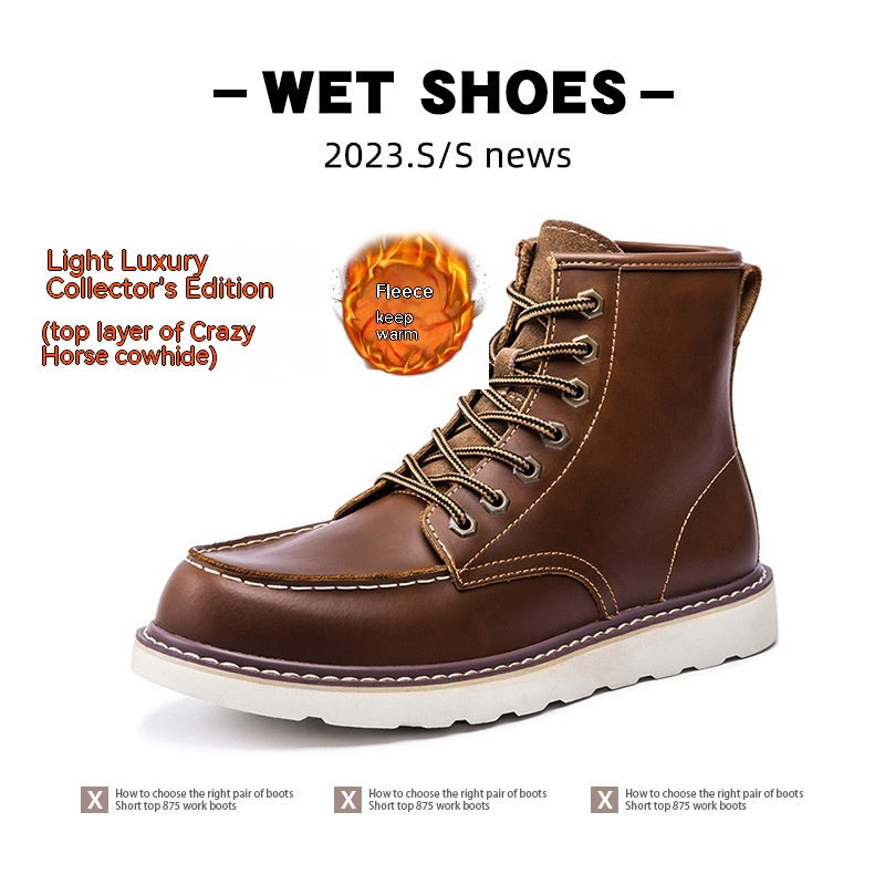 Men’s Vintage Fleece-Lined Martin Boots – Warm Winter Casual Footwear