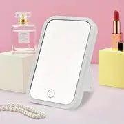 LED Touch Screen Makeup Mirror - Portable Folding Design