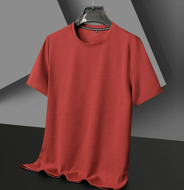 Men’s Solid Color Polyester Round Neck T-Shirt – Lightweight Summer Casual Tee, M–3XL