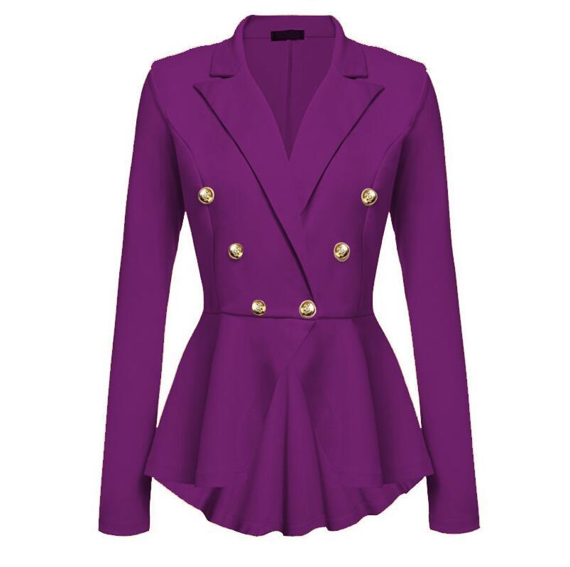 Women’s Double-Breasted Cotton Blazer – Slim-Fit Metal Button Long-Sleeve Jacket, S–XXL