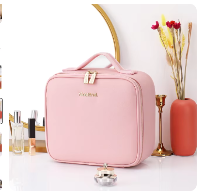 Travel Makeup Bag with Full-Screen Mirror