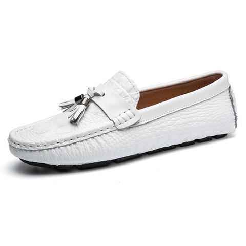 Men’s Genuine Leather Crocodile-Pattern Loafers – Premium Casual Shoes