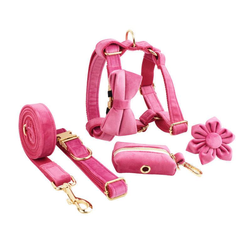 Rose Velvet Dog Collar – Premium Soft Adjustable Pet Collar with Matching Accessories