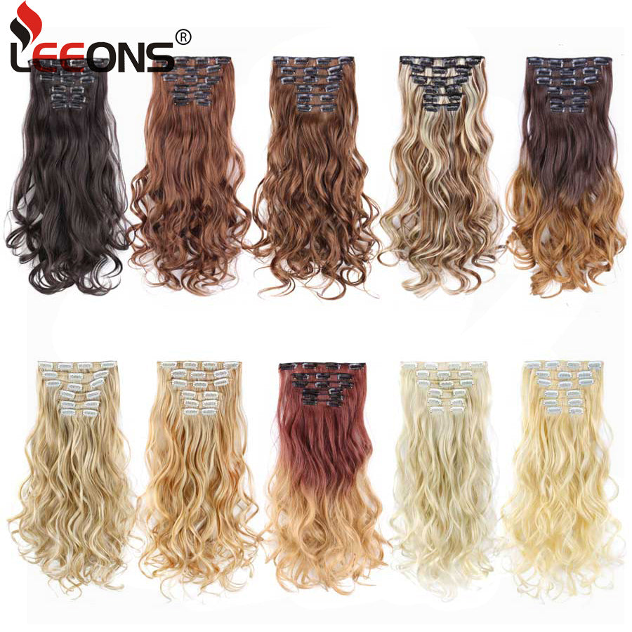 Leeons 22-Inch Body Wave Clip-In Hair Extensions – 16-Clip Synthetic Hair Set