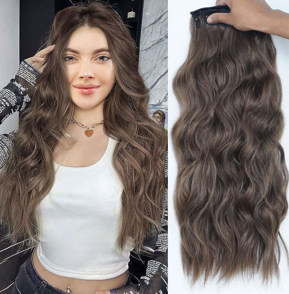 4-Piece 22-Inch Wavy Clip-In Hair Extensions for Women – Synthetic Water Wave Set