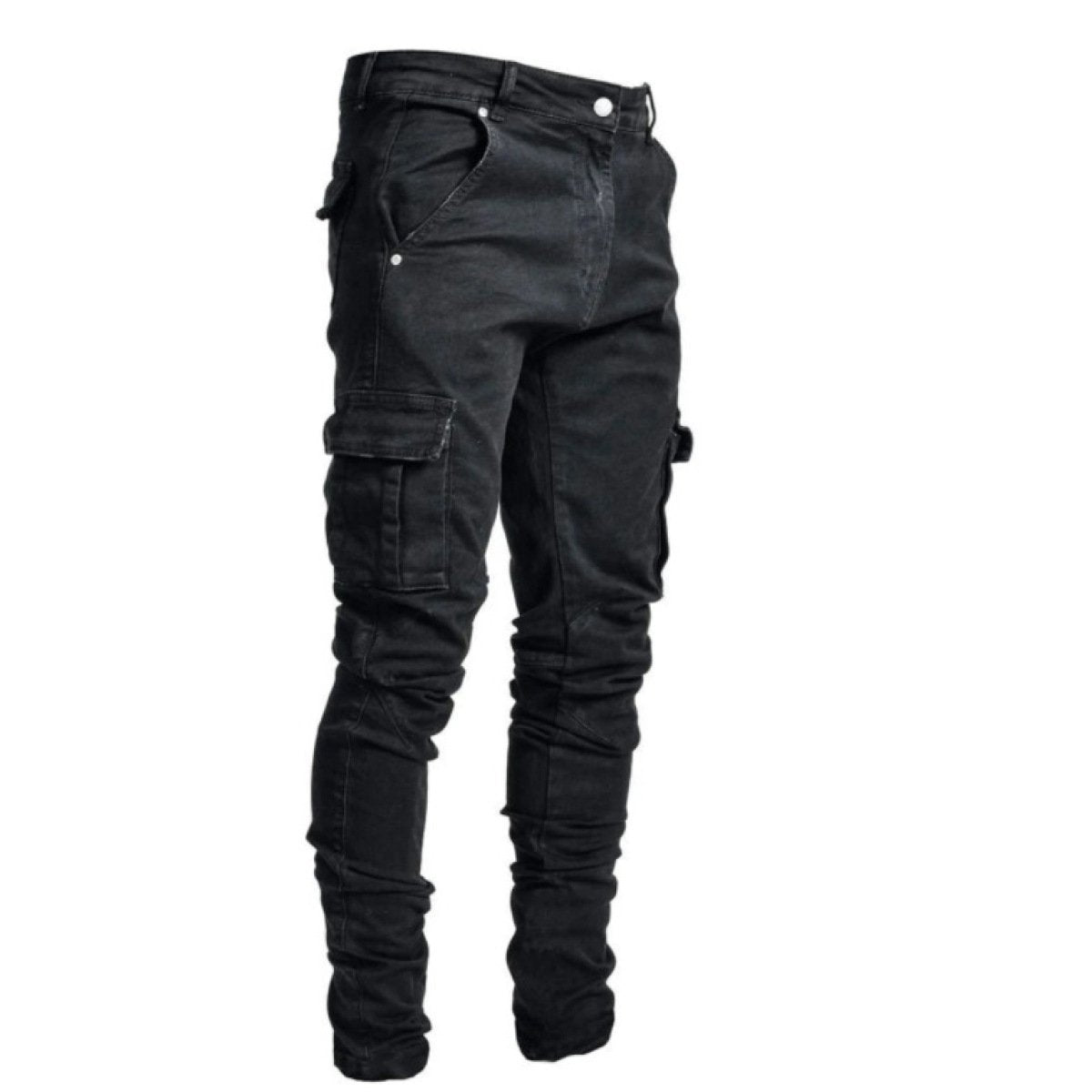 Men’s Skinny Cargo Jeans with Side Pockets – 80% Cotton Stretch Pencil Denim Pants, S–3XL
