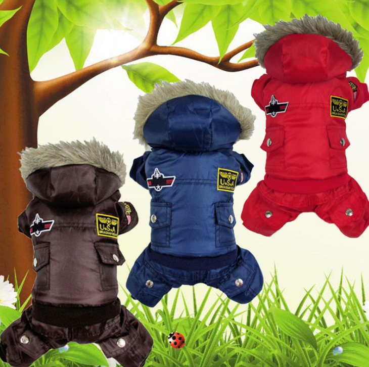 Hooded Dog Winter Jacket – Warm Fleece-Lined Windbreaker Pet Coat