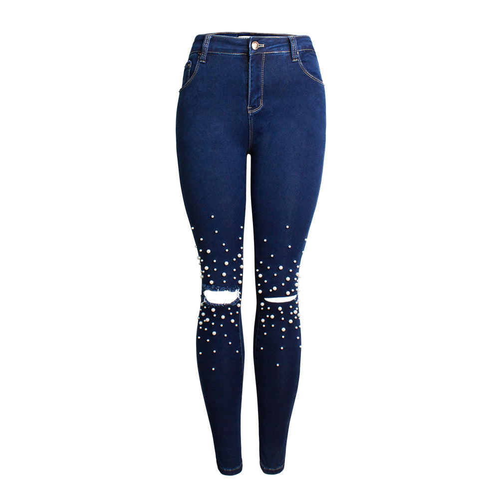 Women’s Slim Fit Pencil Jeans – Deep Blue Cotton Denim Pants, S–3XL