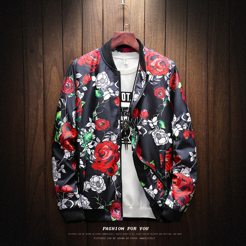 Men’s Trendy Urban Print Jacket – Lightweight Polyester Spring & Fall Casual Jacket, M–5XL