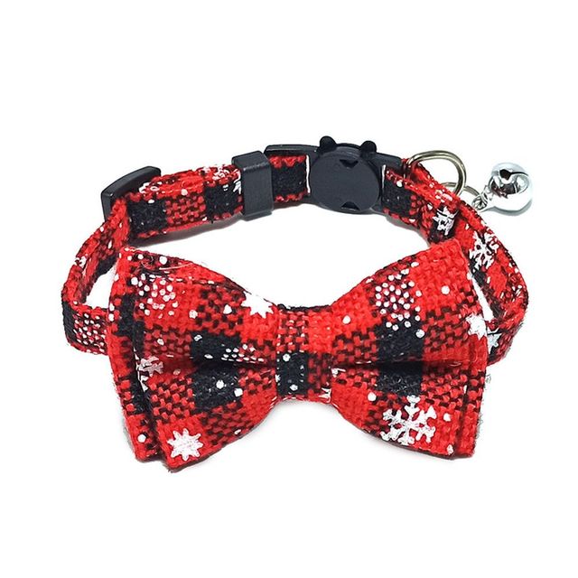 Cotton Cat Collar with Plaid Bow Tie & Removable Bell – Adjustable 28CM Pet Collar