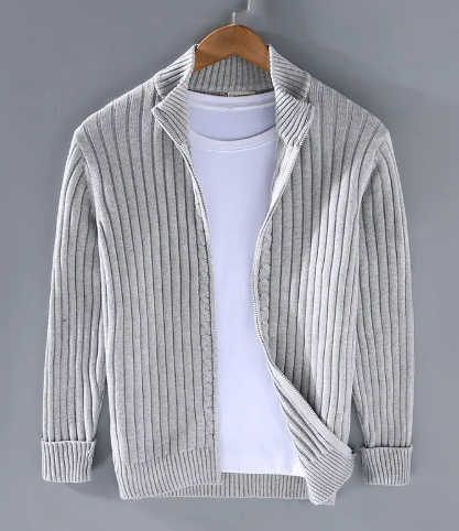 Men’s Personalized Sweater Coat – Cotton Loose-Fit Casual Knit Layer, 4 Colors, M–3XL