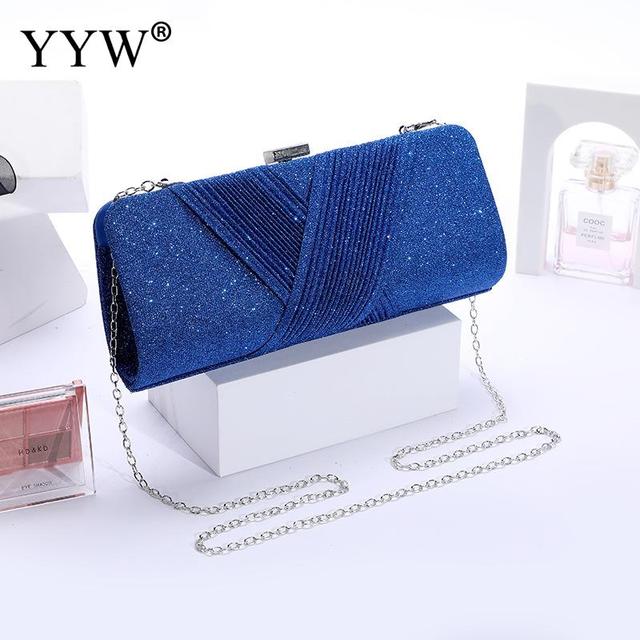 Sequined Glitter Evening Clutch Bag for Women – Sparkling Dumpling Shoulder Bag with Chain Strap