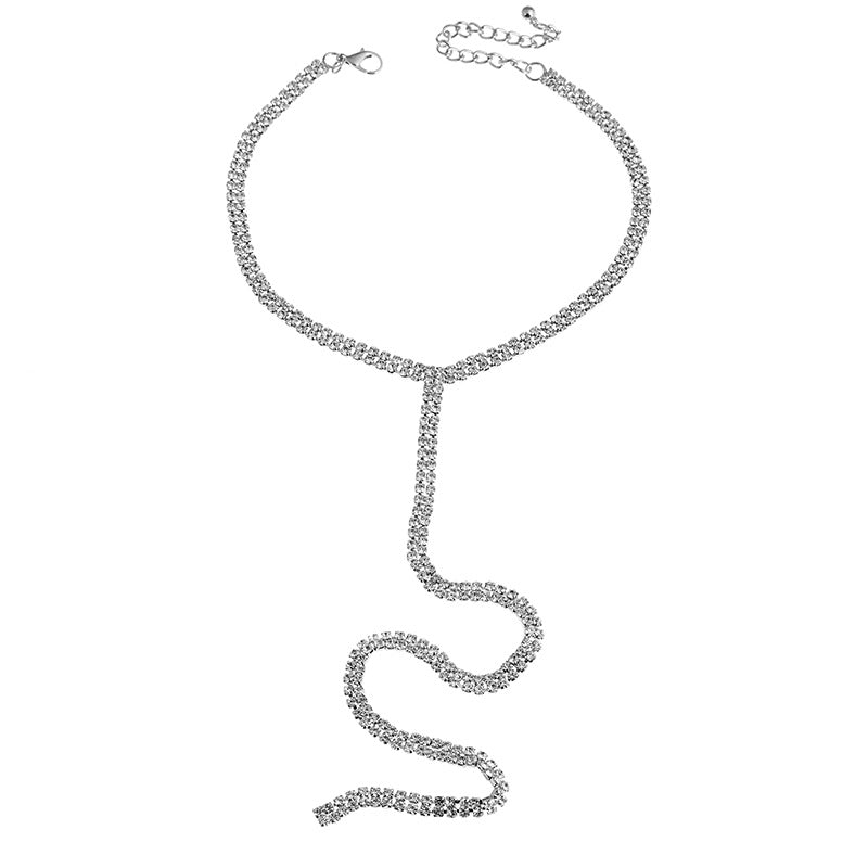 Women’s Rhinestone Body Chain Necklace – Lightweight Gold & Silver Statement Jewelry, 78cm