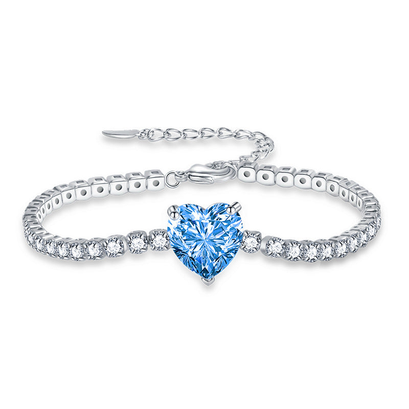 Women’s Vintage Heart Zircon Bracelet – Colorful Diamond-Style Fashion Jewelry