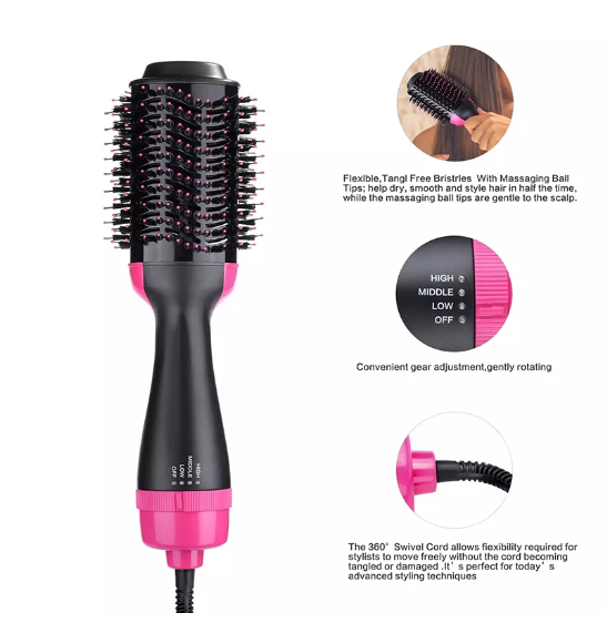 3-in-1 Ionic Hot Air Brush – Hair Dryer, Volumizer & Styling Tool