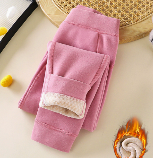 Girls’ Winter Fleece-Lined Leggings – High-Waist Warm Korean-Style Kids Leggings, 7 Colors, 100–150cm