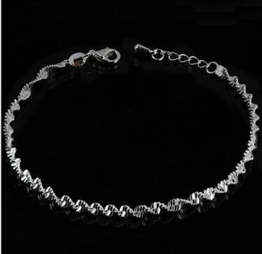 Silver Double Layer Star and Heart Charm Anklet