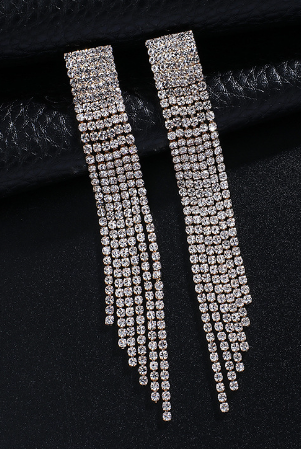 Vintage Rhinestone Tassel Earrings for Women – Sparkling Long Dangle Jewelry