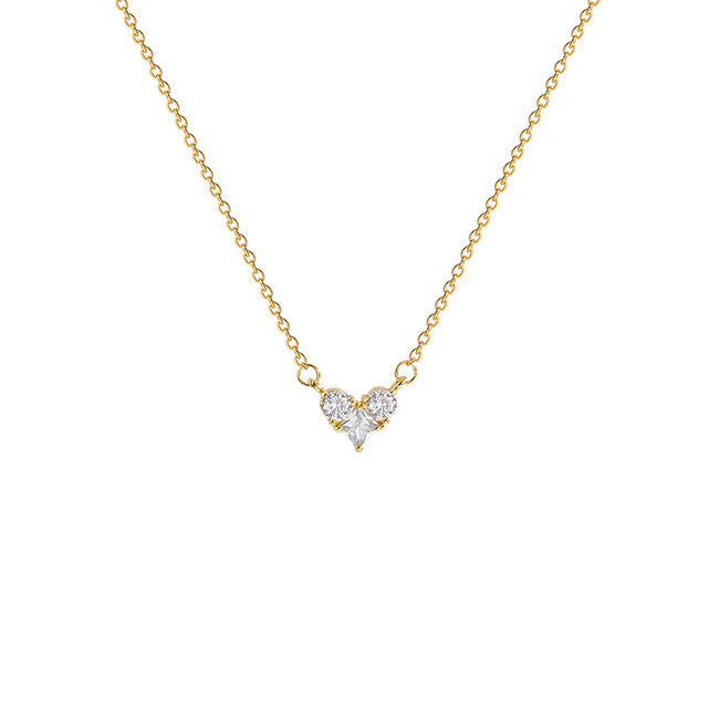 Gold Zircon Heart Necklace – Minimalist Titanium Steel Women’s Jewelry