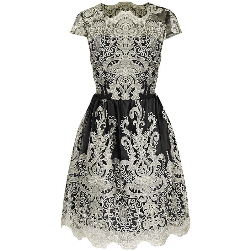 Amazon Europe Women's Embroidered Mesh Dress with Floral Hollow Detail USA