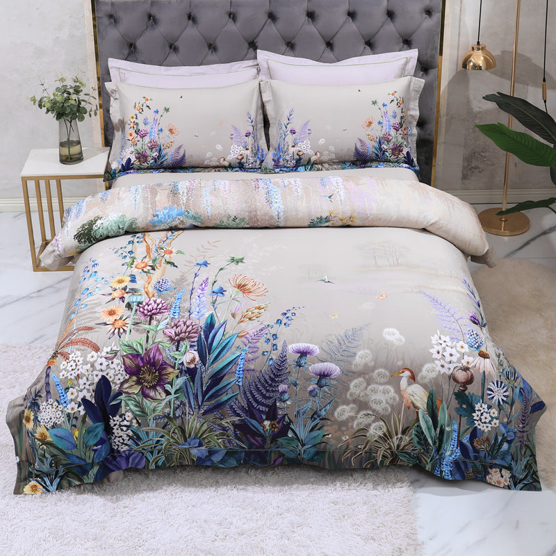 Luxury 100% Cotton Digital Floral Bedding Set – 4-Piece Premium Bed Set