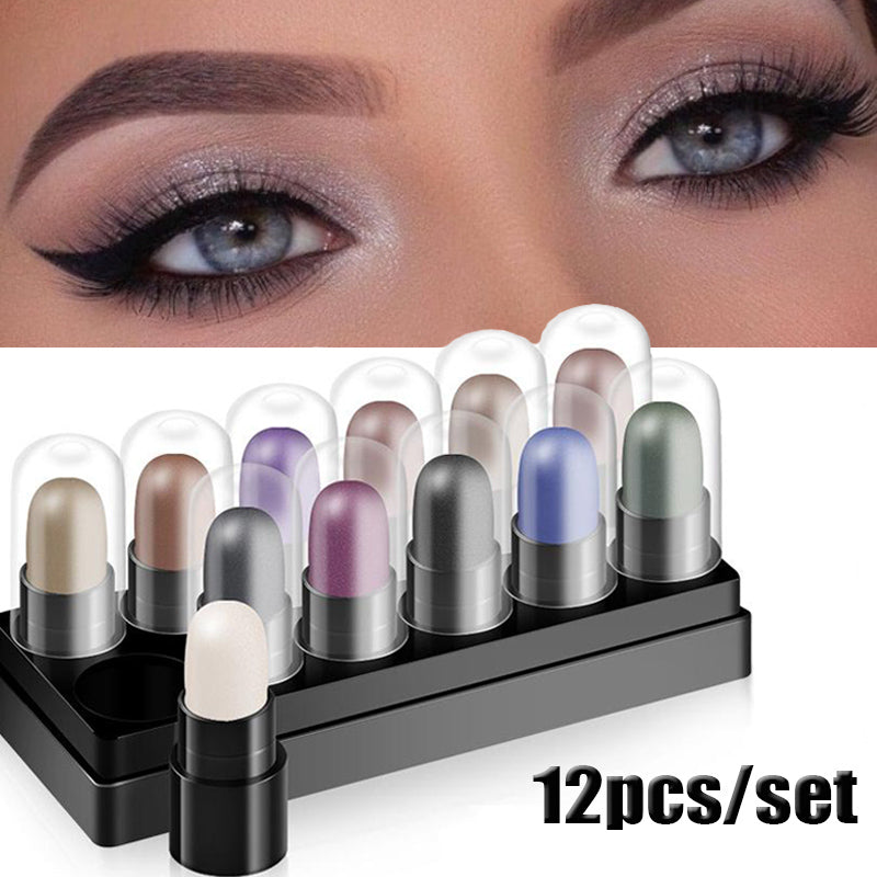 12-Color Waterproof Eyeshadow Pencil Set for Makeup