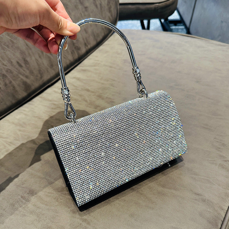 Luxury Rhinestone Evening Clutch Bag for Women – Sparkling Box Handbag with Tassel