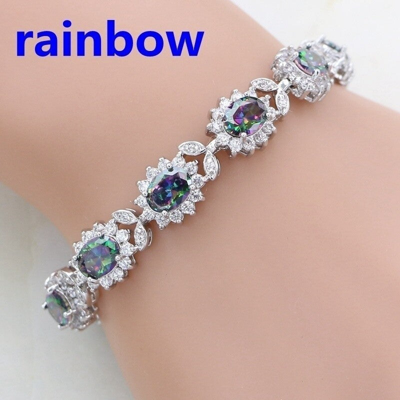 Women’s Inlaid Crystal Cross Bracelet – Colorful Geometric Fashion Jewelry