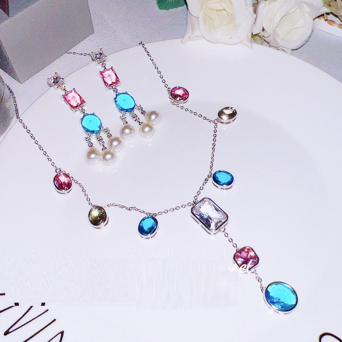 Heavy Industry Fashion Colorful Gemstone Necklace