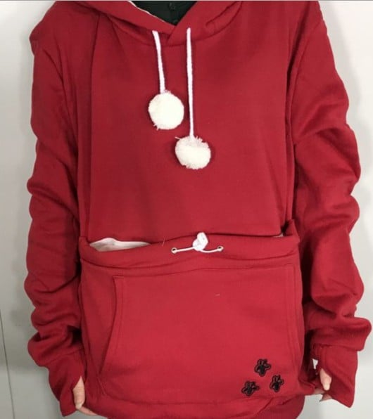 Women’s Cute Winter Pet Pocket Hoodie – Cozy Long Sleeve Kangaroo Carrier Sweatshirt, S–3XL