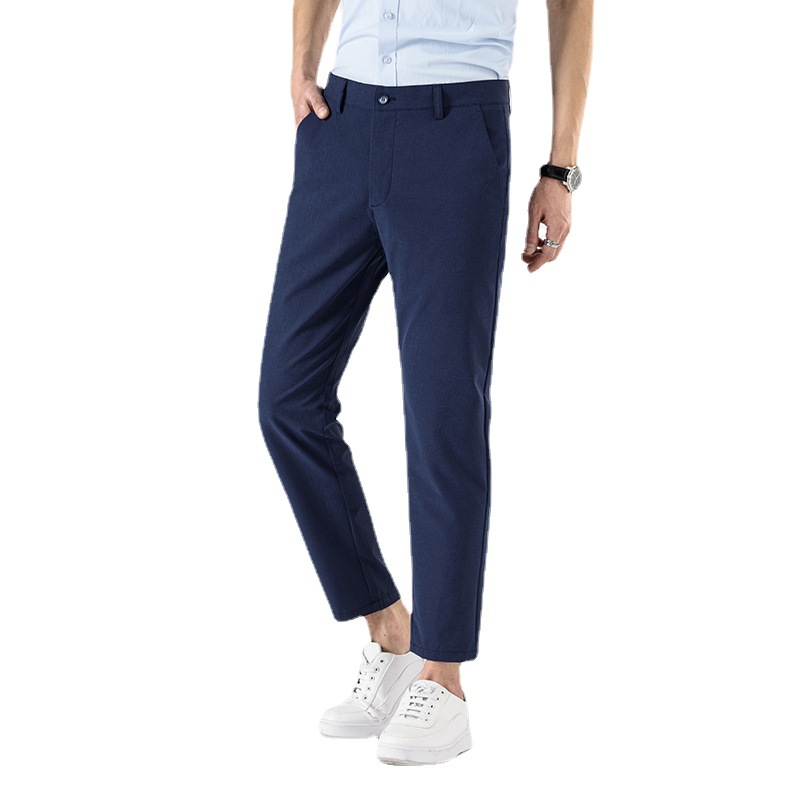Men’s Slim Fit Cropped Suit Pants – Business Casual Ankle Trousers