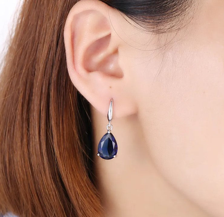 Women’s Emerald Zircon Blue Earrings – Elegant Gemstone-Style Statement Jewelry