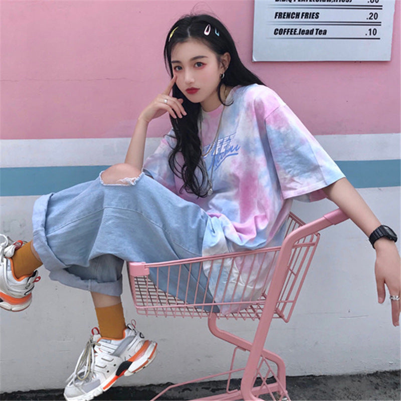 Loose Harajuku Style Tie-Dye T-Shirt for Women