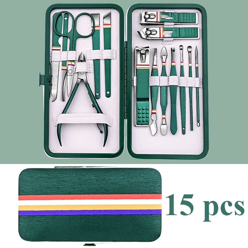 Professional Stainless Steel Nail Care Set – 9–19 Piece Manicure & Pedicure Grooming Kit