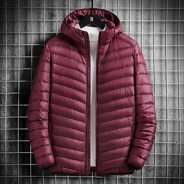 Men’s Warm Lightweight White Duck Down Jacket – USA