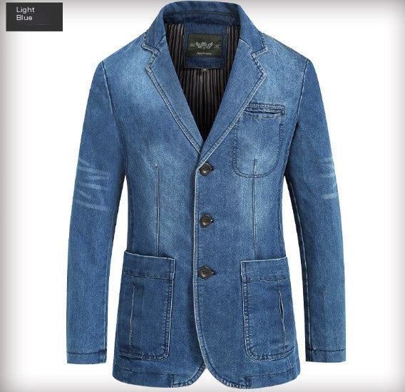 Men’s Smart Casual Cotton Denim Blazer – Slim Fit Lightweight Jacket, M–4XL