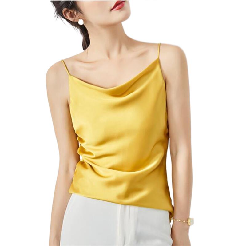 Women’s Avocado Green Silk Satin Tank Top – Elegant Sleeveless Camisole