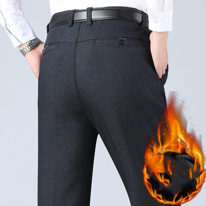 Men’s Fleece-Lined Business Casual Pants – Warm Winter Trousers